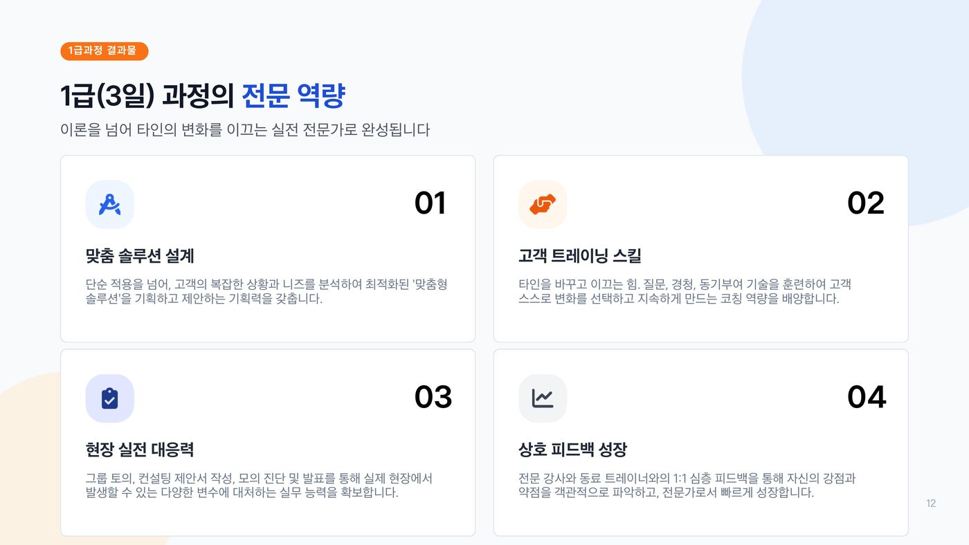 1급 과정에서 갖추는 전문 역량 소개서 페이지