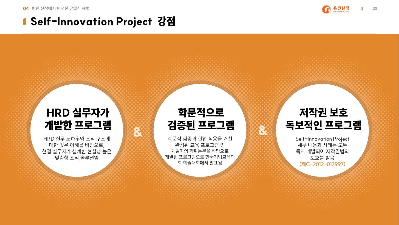 프로그램 강점 : HRD 실무 개발 · 학문적 검증 · 저작권 보호
